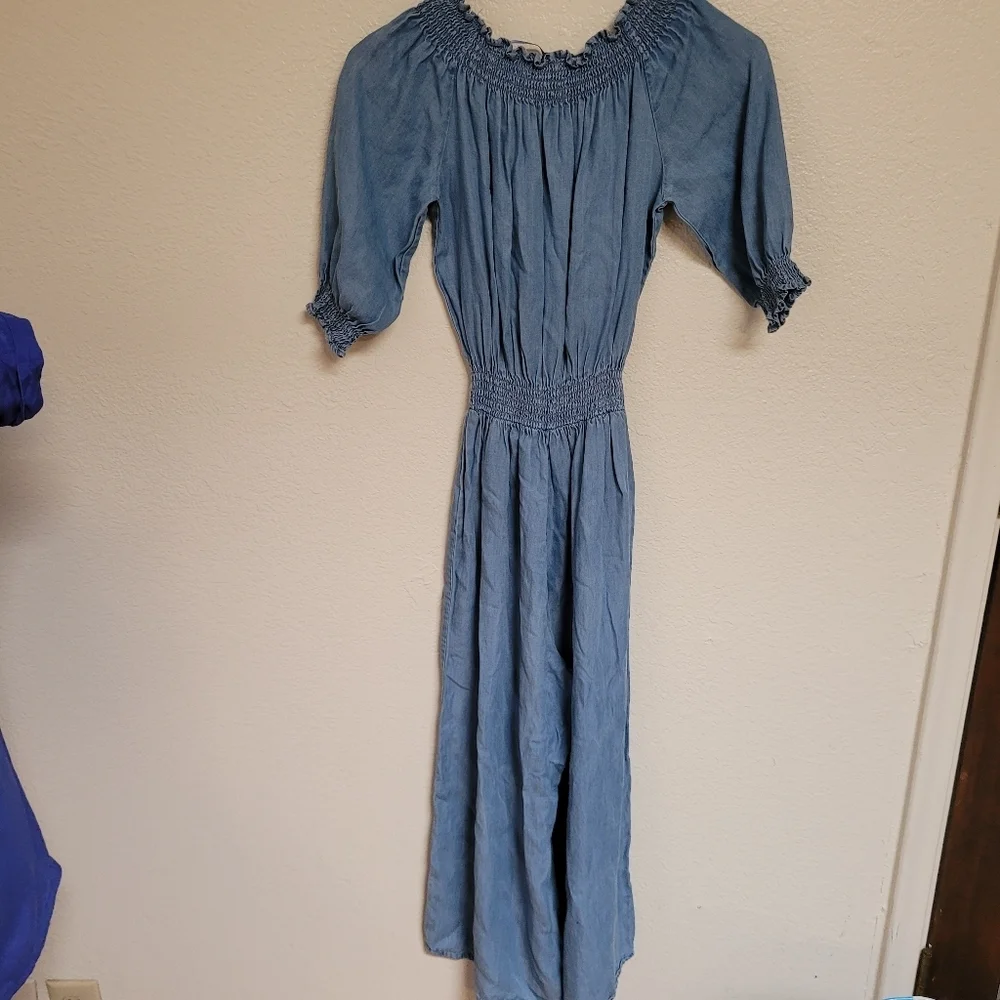 Walter Baker Chambray Off Shoulder Jumpsuit